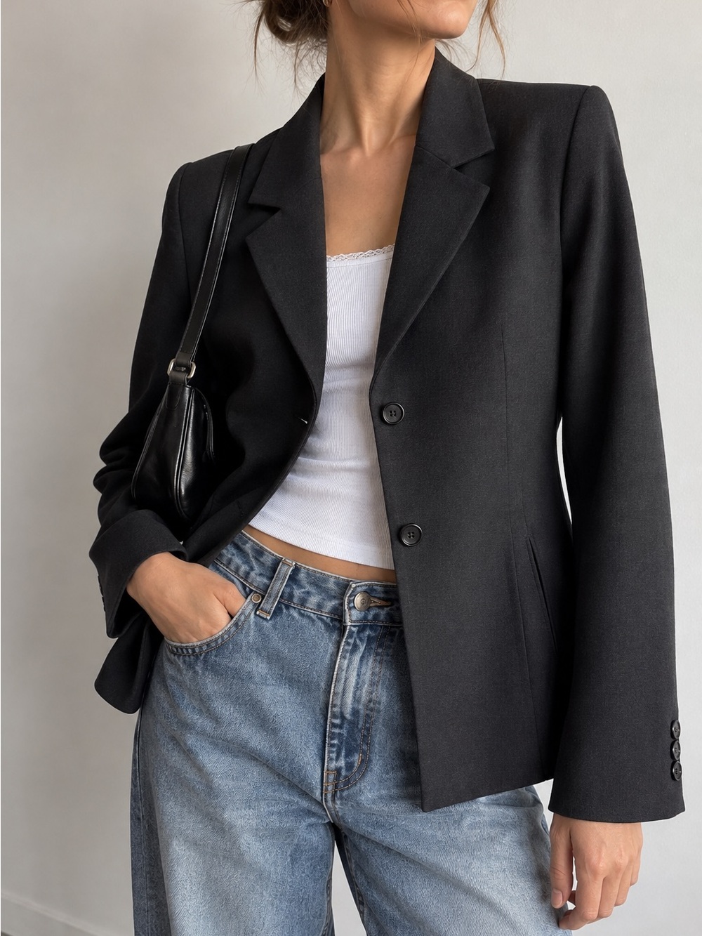 Express Design Studio Charcoal Gray Structured Suit Blazer Jacket NWT Vintage